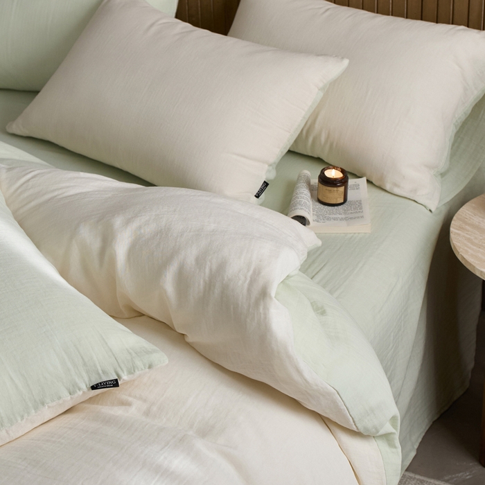 91家纺网 家纺一手货源 找家纺 宜代光年 2025新款全棉纯棉享云棉纯色暗合系列四件套 云享棉-青绿