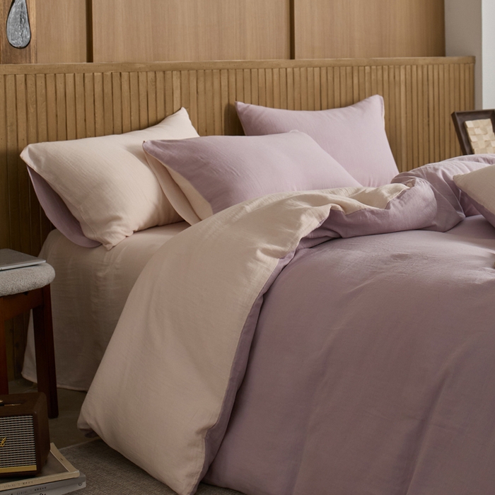 91家纺网 家纺一手货源 找家纺 宜代光年 2025新款全棉纯棉享云棉纯色暗合系列四件套 云享棉-柔紫