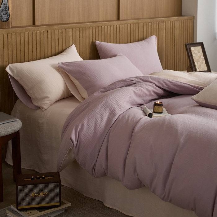 91家纺网 家纺一手货源 找家纺 宜代光年 2025新款全棉纯棉享云棉纯色暗合系列四件套 云享棉-柔紫