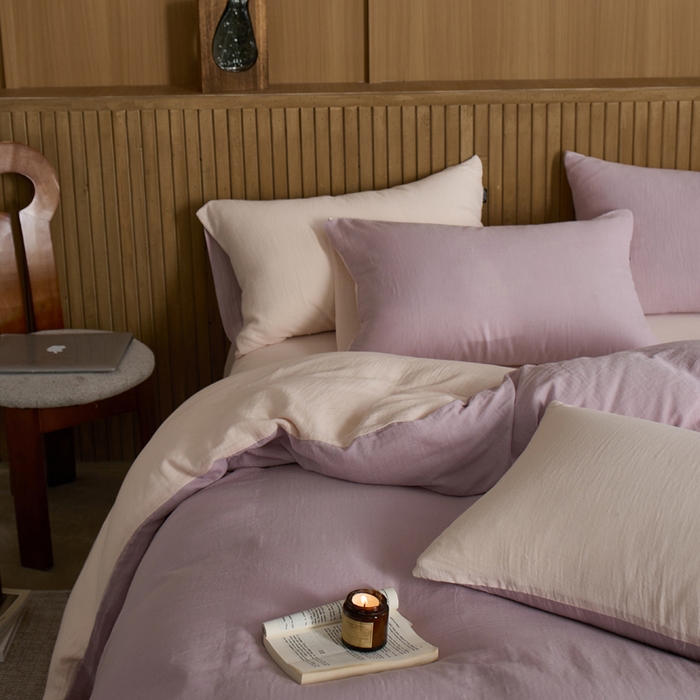 91家纺网 家纺一手货源 找家纺 宜代光年 2025新款全棉纯棉享云棉纯色暗合系列四件套 云享棉-柔紫