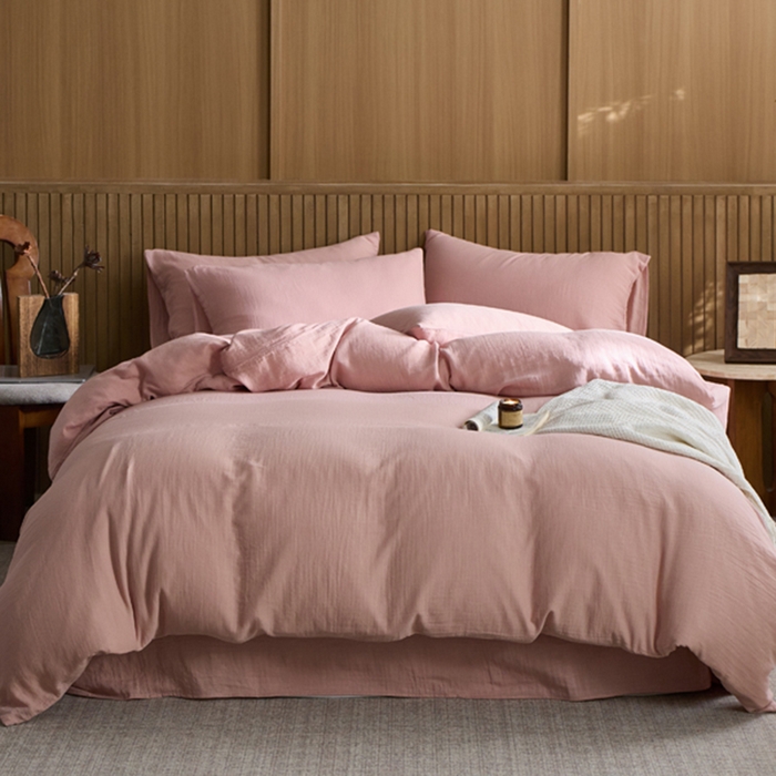 91家纺网 家纺一手货源 找家纺 宜代光年 2025新款全棉纯棉享云棉纯色暗合系列四件套 云享棉-豆沙