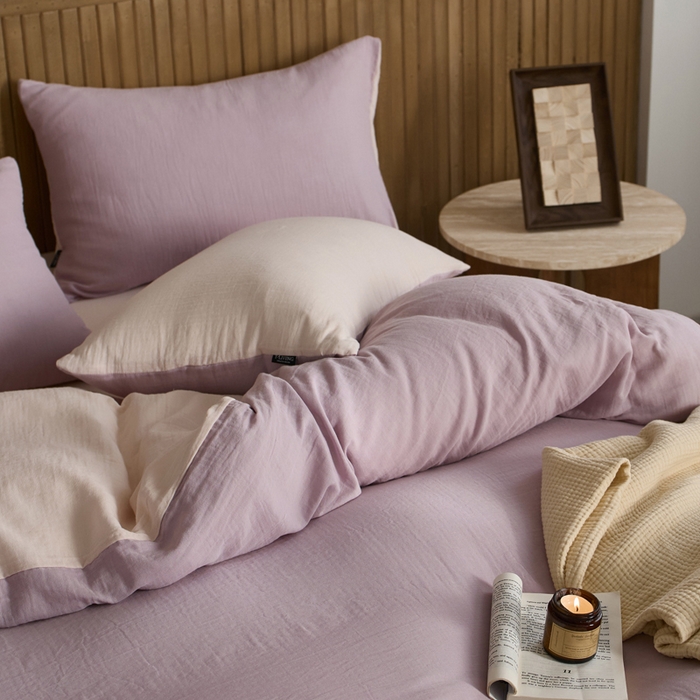 91家纺网 家纺一手货源 找家纺 宜代光年 2025新款全棉纯棉享云棉纯色暗合系列四件套 云享棉-柔紫