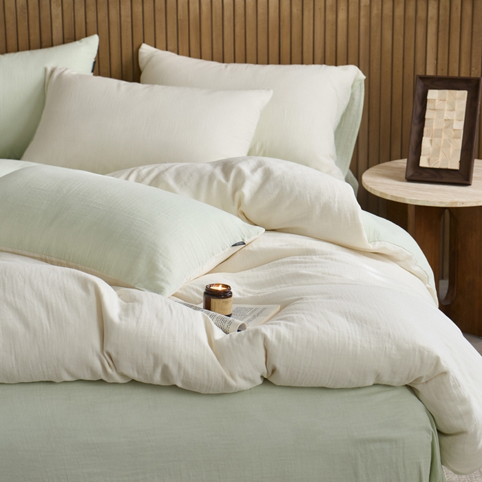 91家纺网 家纺一手货源 找家纺 宜代光年 2025新款全棉纯棉享云棉纯色暗合系列四件套 云享棉-青绿