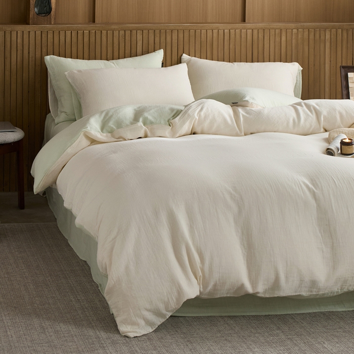 91家纺网 家纺一手货源 找家纺 宜代光年 2025新款全棉纯棉享云棉纯色暗合系列四件套 云享棉-青绿