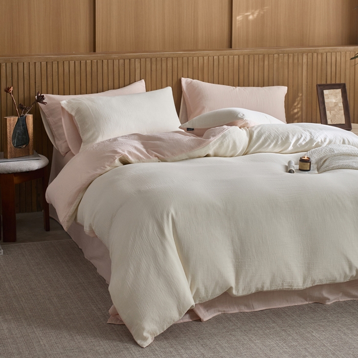 91家纺网 家纺一手货源 找家纺 宜代光年 2025新款全棉纯棉享云棉纯色暗合系列四件套 云享棉-媚粉