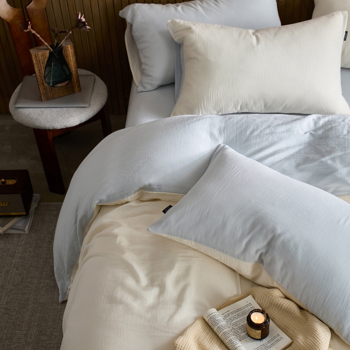 91家纺网 家纺一手货源 找家纺 宜代光年 2025新款全棉纯棉享云棉纯色暗合系列四件套 云享棉-雾蓝