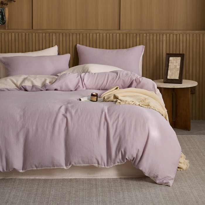 91家纺网 家纺一手货源 找家纺 宜代光年 2025新款全棉纯棉享云棉纯色暗合系列四件套 云享棉-柔紫