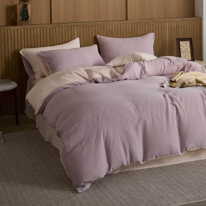 91家纺网 家纺一手货源 找家纺 宜代光年 2025新款全棉纯棉享云棉纯色暗合系列四件套 云享棉-柔紫