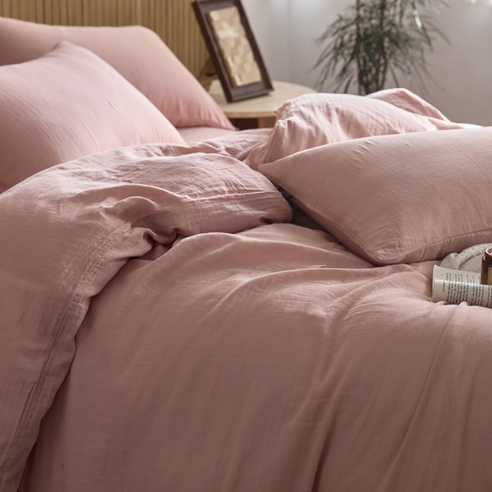 91家纺网 家纺一手货源 找家纺 宜代光年 2025新款全棉纯棉享云棉纯色暗合系列四件套 云享棉-豆沙