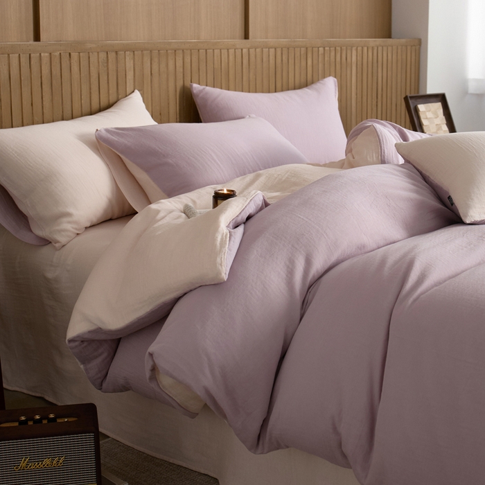 91家纺网 家纺一手货源 找家纺 宜代光年 2025新款全棉纯棉享云棉纯色暗合系列四件套 云享棉-柔紫