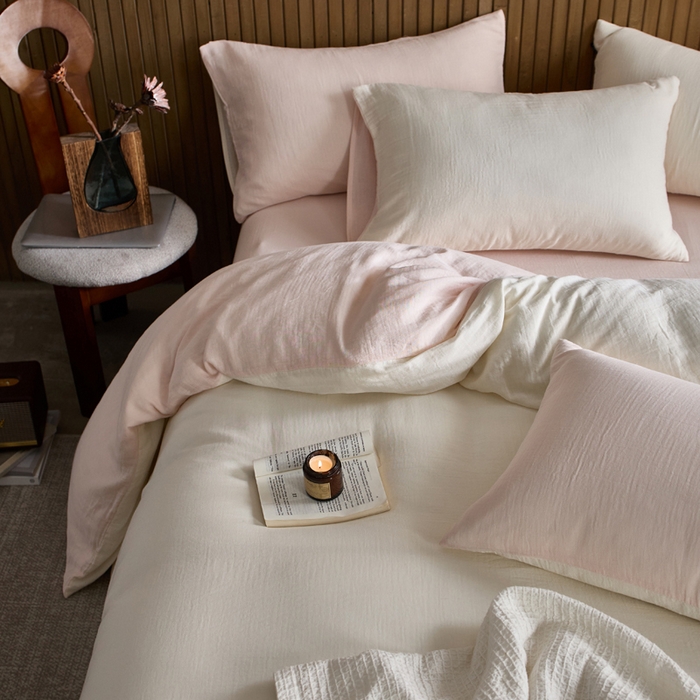 91家纺网 家纺一手货源 找家纺 宜代光年 2025新款全棉纯棉享云棉纯色暗合系列四件套 云享棉-媚粉