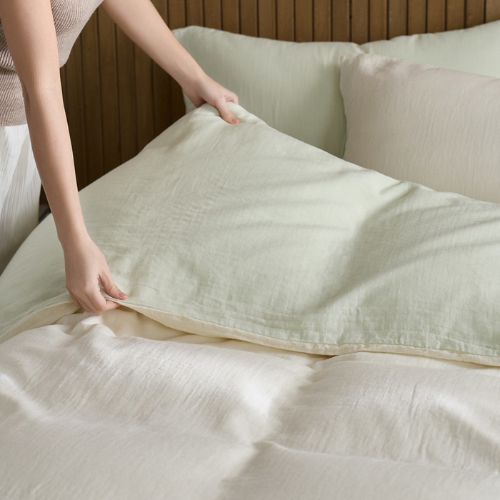 91家纺网 家纺一手货源 找家纺 宜代光年 2025新款全棉纯棉享云棉纯色暗合系列四件套 云享棉-青绿