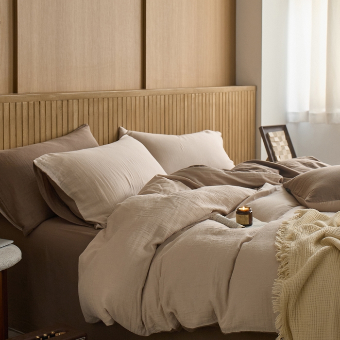 91家纺网 家纺一手货源 找家纺 宜代光年 2025新款全棉纯棉享云棉纯色暗合系列四件套 云享棉-卡其