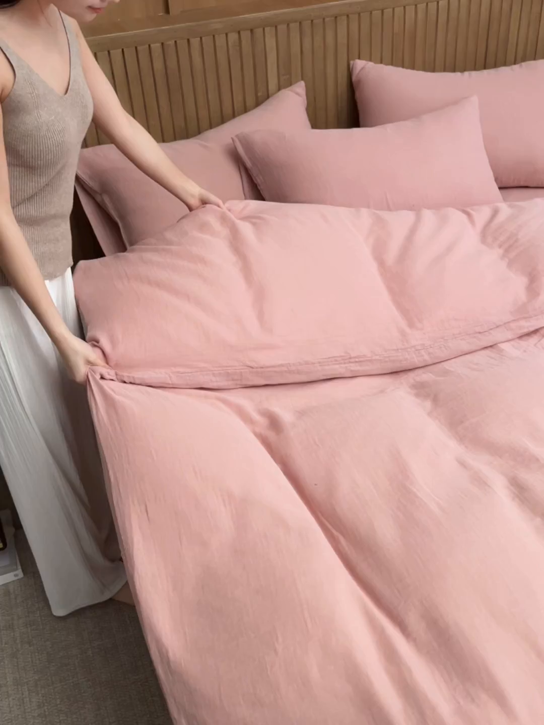 91家纺网 家纺一手货源 找家纺 宜代光年 2025新款全棉纯棉享云棉纯色暗合系列四件套 云享棉-豆沙