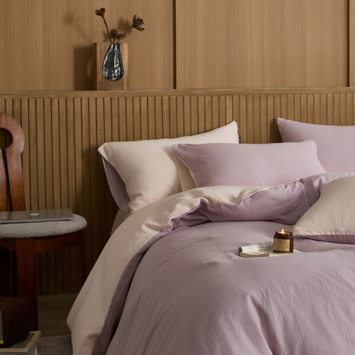 91家纺网 家纺一手货源 找家纺 宜代光年 2025新款全棉纯棉享云棉纯色暗合系列四件套 云享棉-柔紫