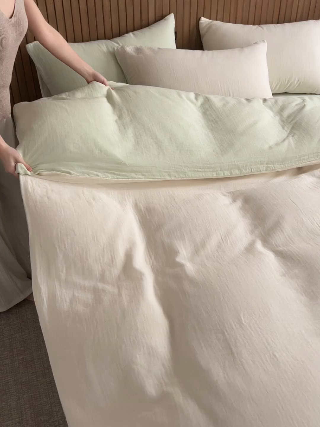 91家纺网 家纺一手货源 找家纺 宜代光年 2025新款全棉纯棉享云棉纯色暗合系列四件套 云享棉-青绿