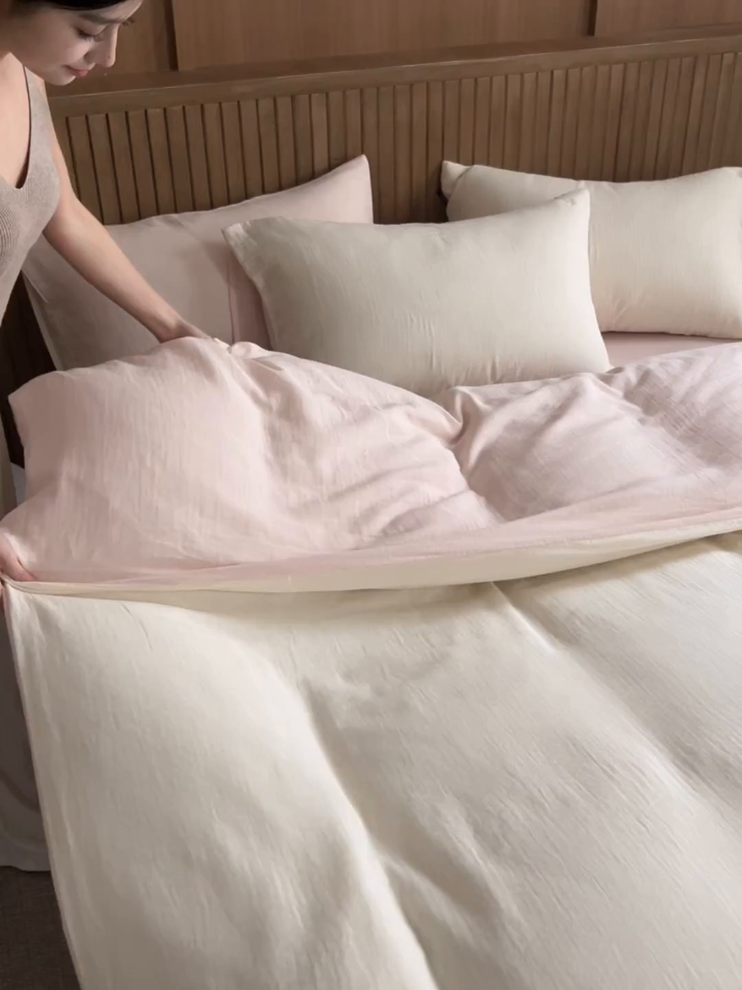 91家纺网 家纺一手货源 找家纺 宜代光年 2025新款全棉纯棉享云棉纯色暗合系列四件套 云享棉-媚粉