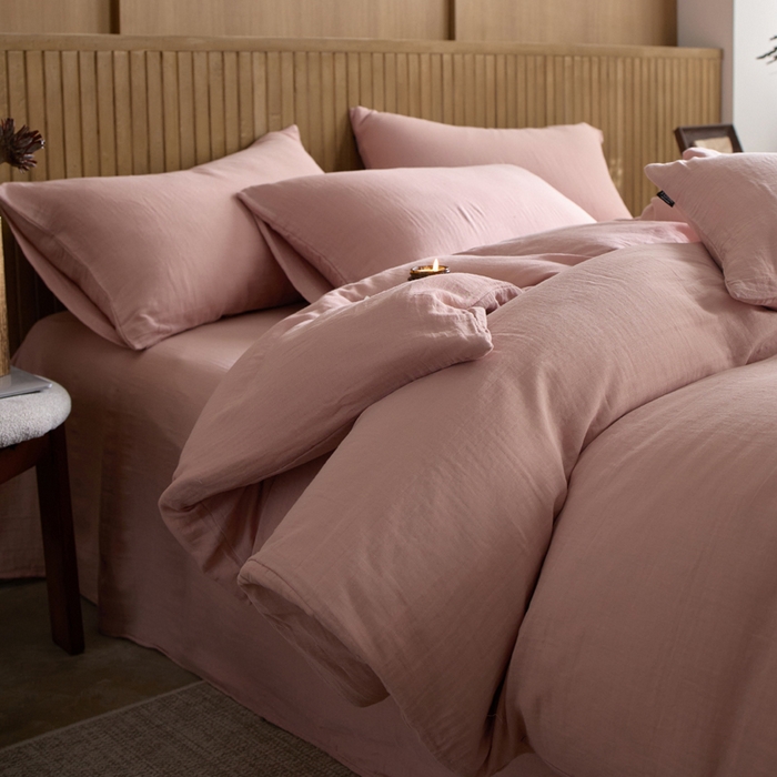 91家纺网 家纺一手货源 找家纺 宜代光年 2025新款全棉纯棉享云棉纯色暗合系列四件套 云享棉-豆沙