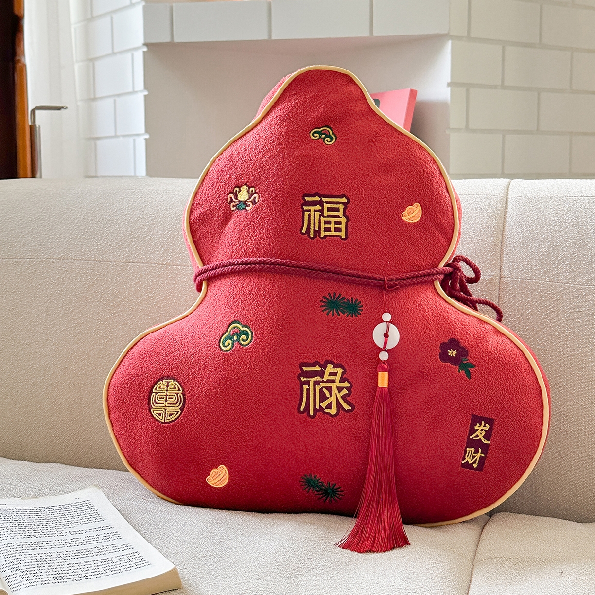 美茉家居 2025新款云朵绒异型葫芦抱枕 福禄生财