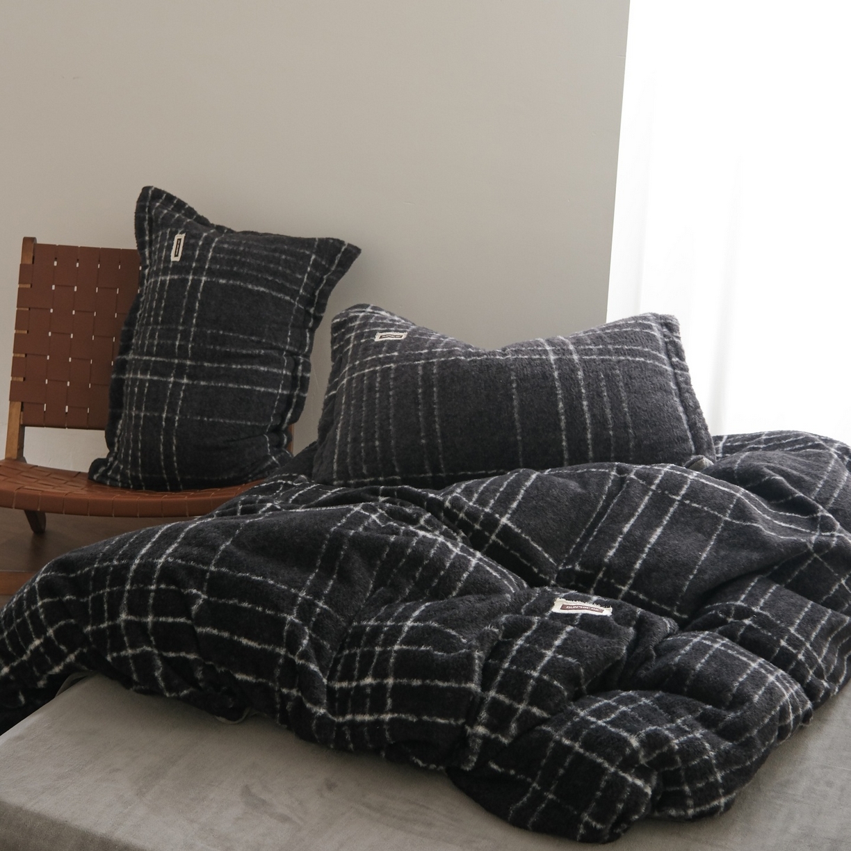 91家纺网 家纺一手货源 找家纺 庭笙 2025新款保暖加厚羊呢绒牛奶绒四件套 印象灰