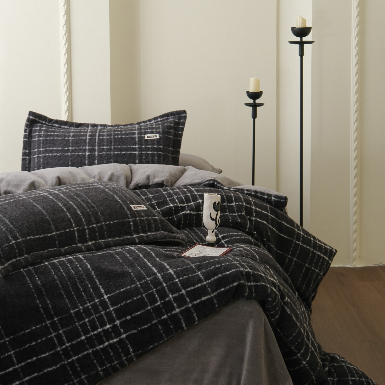 91家纺网 家纺一手货源 找家纺 庭笙 2025新款保暖加厚羊呢绒牛奶绒四件套 印象灰