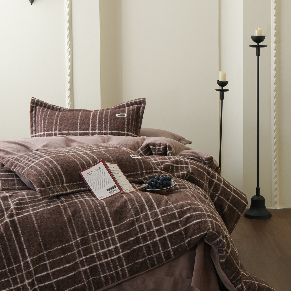 91家纺网 家纺一手货源 找家纺 庭笙 2025新款保暖加厚羊呢绒牛奶绒四件套 印象咖