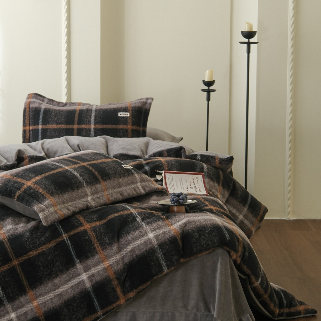 91家纺网 家纺一手货源 找家纺 庭笙 2025新款保暖加厚羊呢绒牛奶绒四件套 品格灰