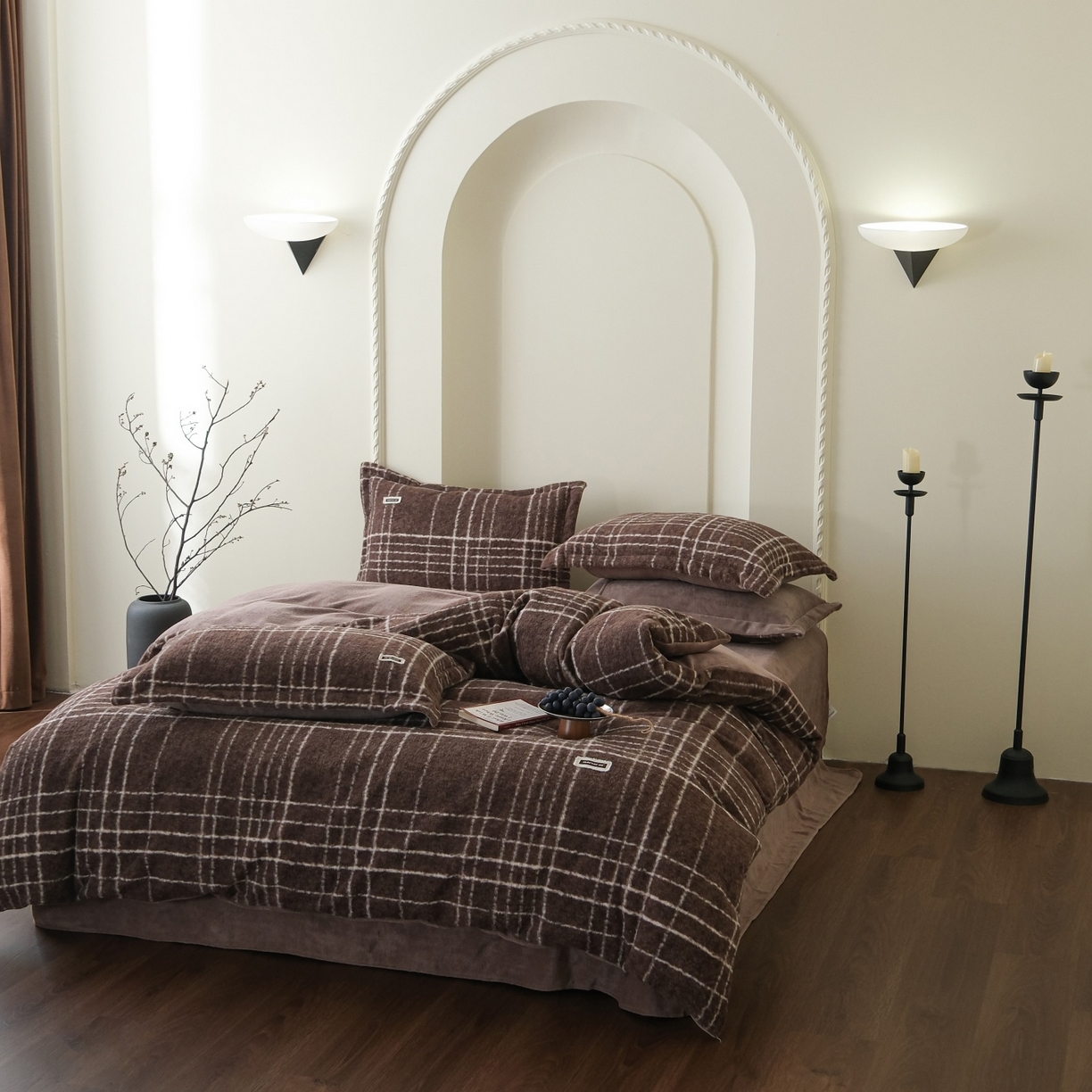 91家纺网 家纺一手货源 找家纺 庭笙 2025新款保暖加厚羊呢绒牛奶绒四件套 印象咖