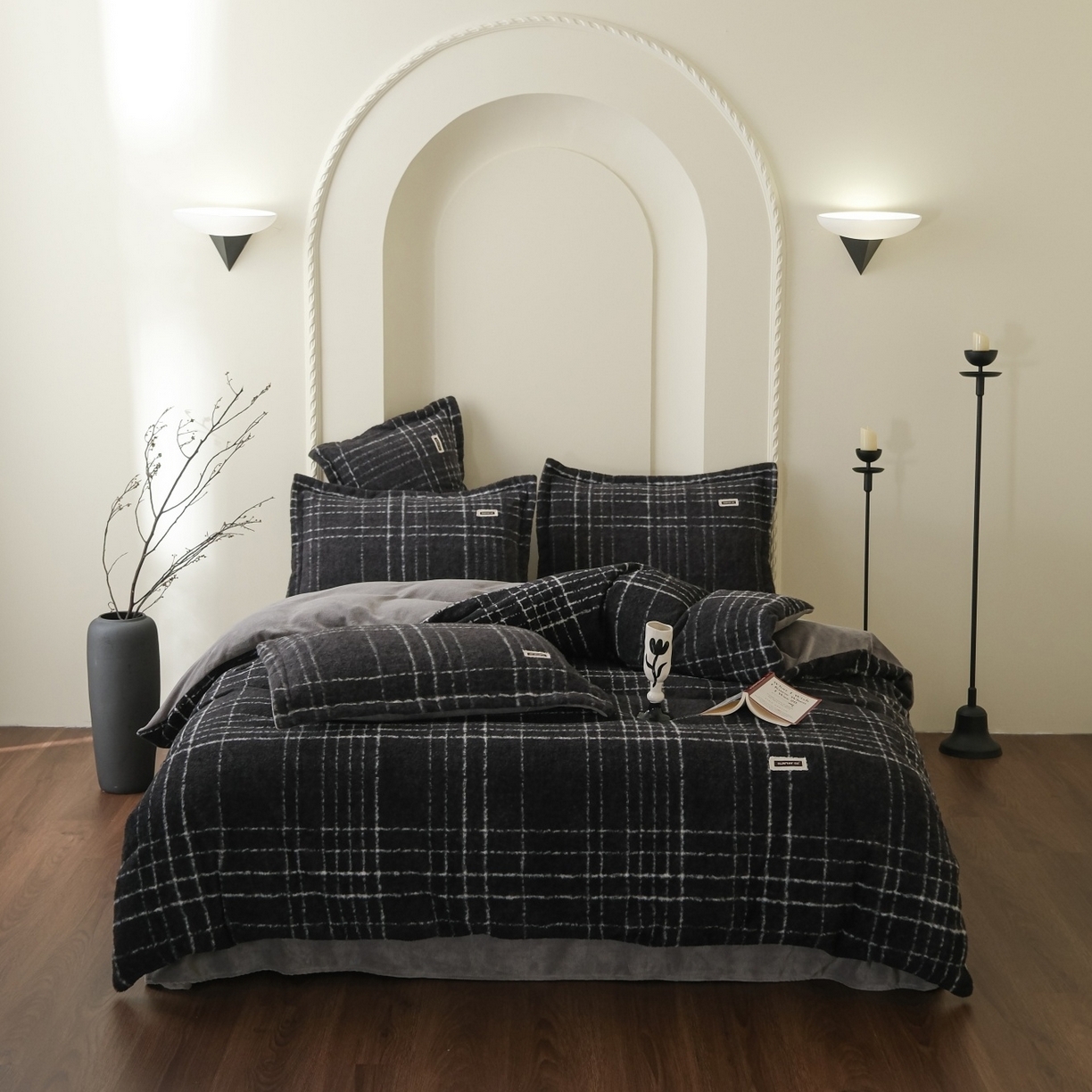 庭笙 2025新款保暖加厚羊呢绒牛奶绒四件套 印象灰