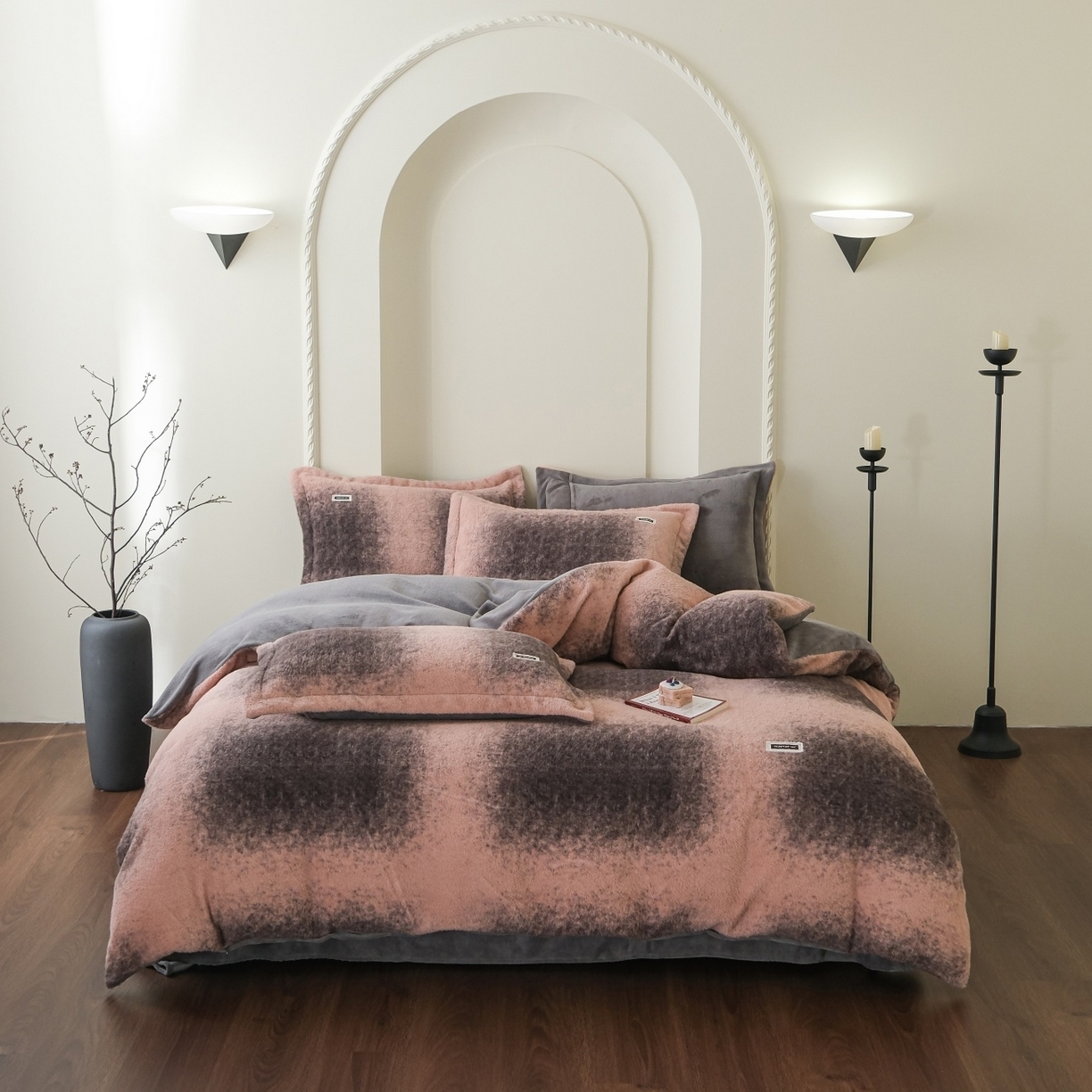 庭笙 2025新款保暖加厚羊呢绒牛奶绒四件套 维奥灰