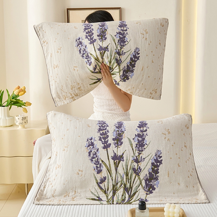 91家纺网 家纺一手货源 找家纺 （总）棠薇家纺 2025新款纯棉纱布枕巾水洗全棉枕巾色织提花透气排汗预缩水