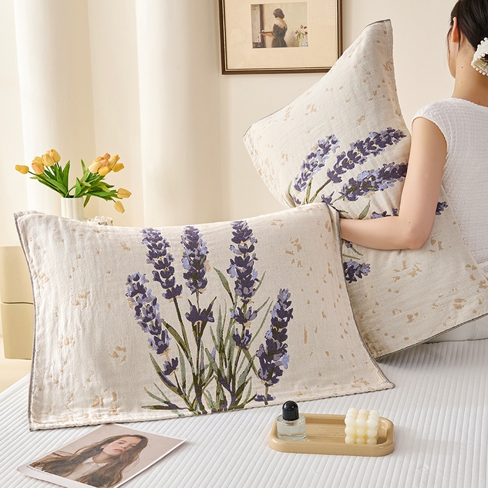 （总）棠薇家纺 2025新款纯棉纱布枕巾水洗全棉枕巾色织提花透气排汗预缩水