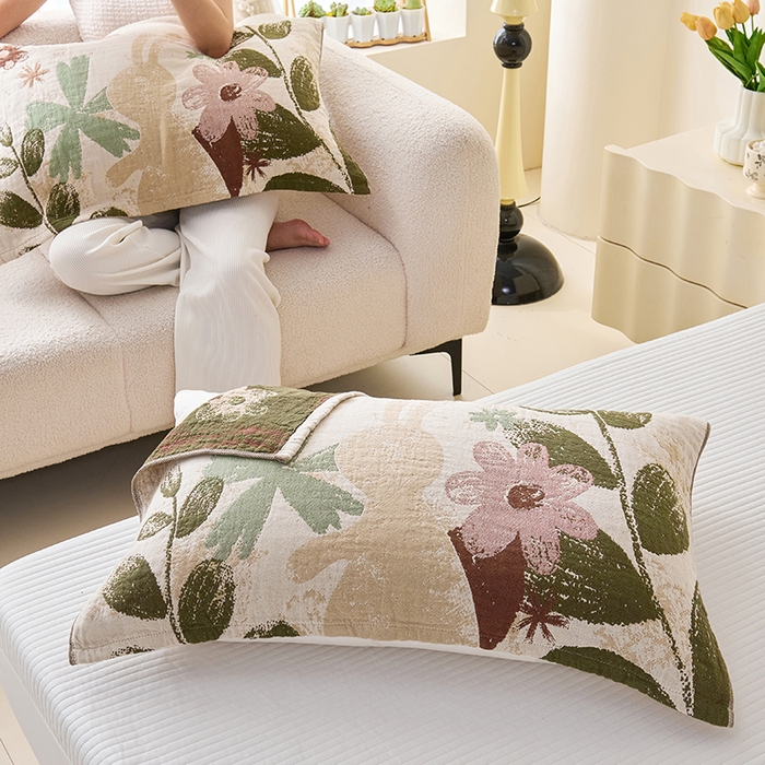 91家纺网 家纺一手货源 找家纺 棠薇家纺 2025新款纯棉纱布枕巾水洗全棉枕巾色织提花透气排汗预缩水 复活兔