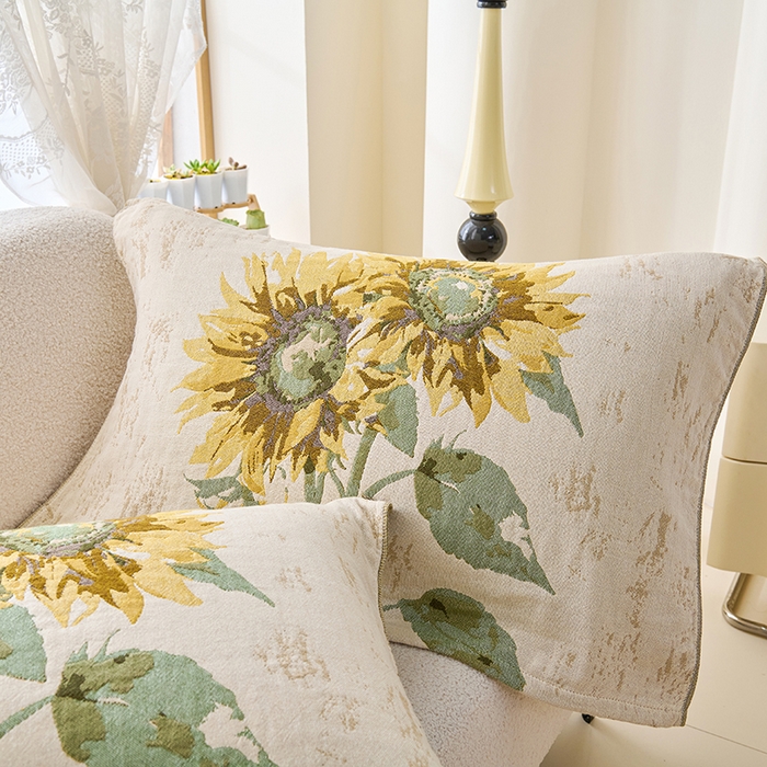 91家纺网 家纺一手货源 找家纺 棠薇家纺 2025新款纯棉纱布枕巾水洗全棉枕巾色织提花透气排汗预缩水 向阳花