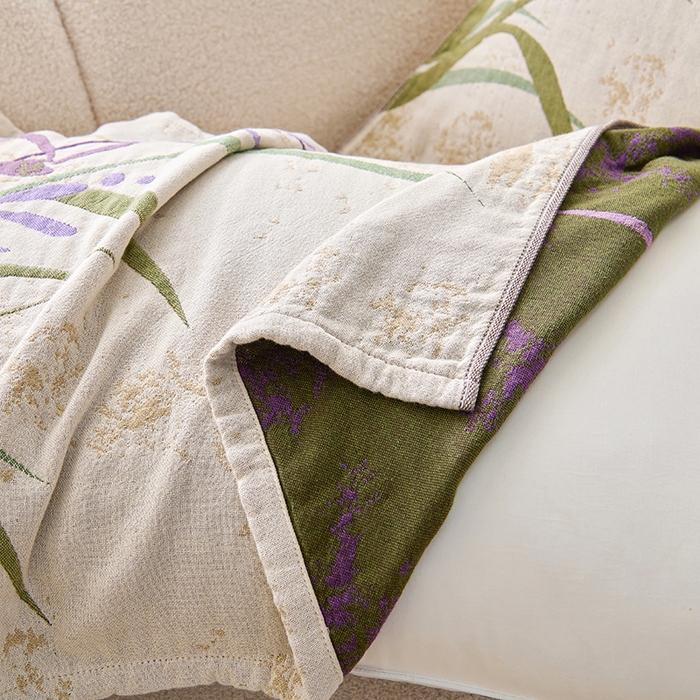 91家纺网 家纺一手货源 找家纺 棠薇家纺 2025新款纯棉纱布枕巾水洗全棉枕巾色织提花透气排汗预缩水 兰草