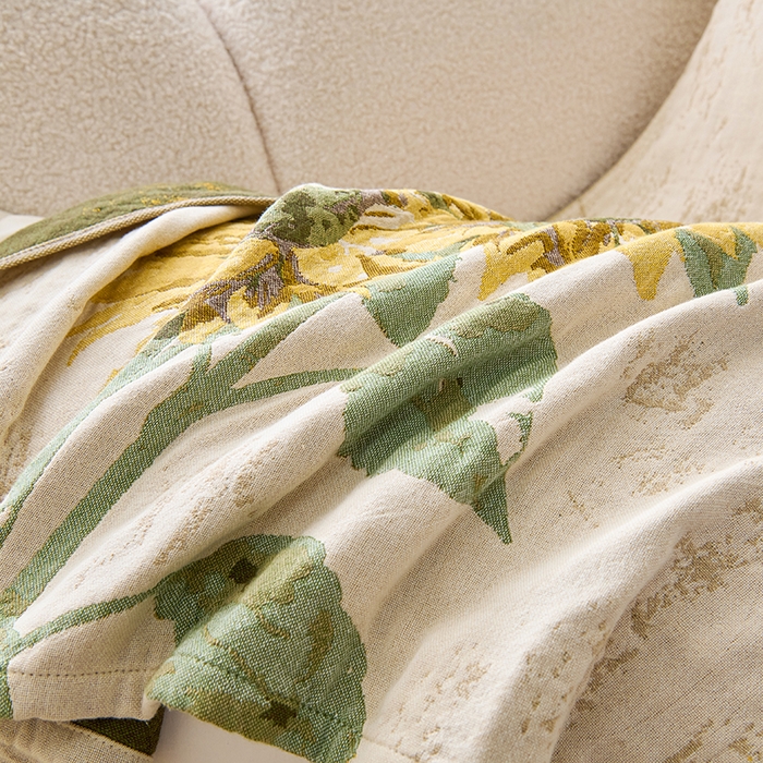 91家纺网 家纺一手货源 找家纺 棠薇家纺 2025新款纯棉纱布枕巾水洗全棉枕巾色织提花透气排汗预缩水 向阳花