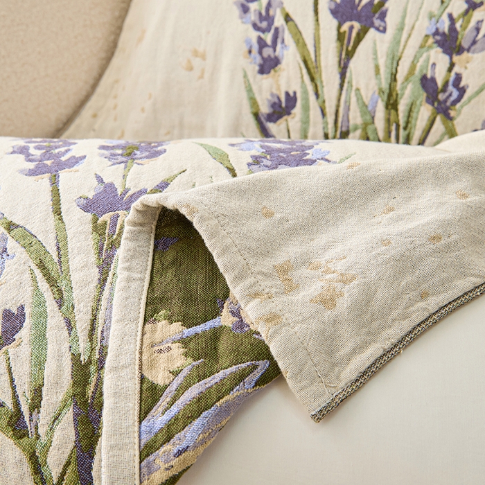 91家纺网 家纺一手货源 找家纺 棠薇家纺 2025新款纯棉纱布枕巾水洗全棉枕巾色织提花透气排汗预缩水 薰衣草