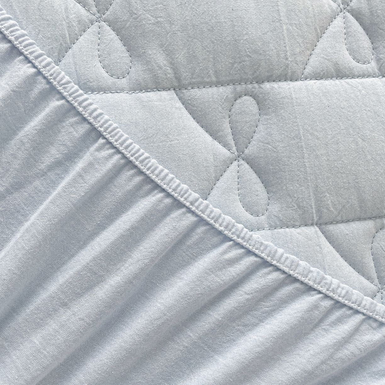 91家纺网 家纺一手货源 找家纺 豪选家纺 2025新款纯棉花边夹棉棉花床笠 花边床笠-湖蓝澄澈