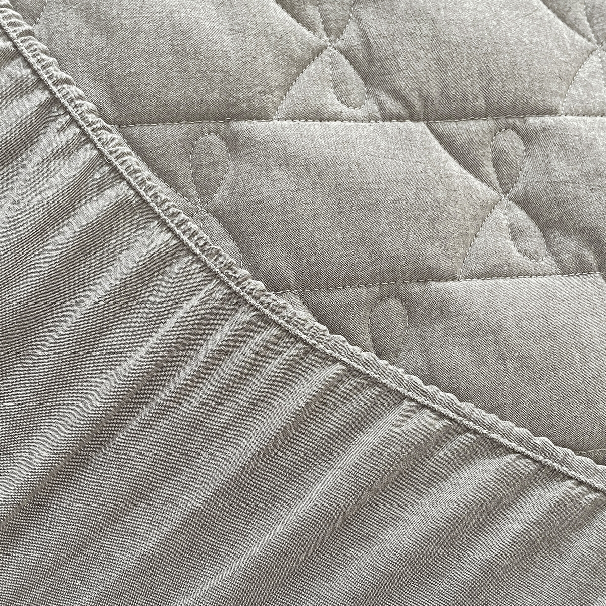 91家纺网 家纺一手货源 找家纺 豪选家纺 2025新款纯棉花边夹棉棉花床笠 花边床笠-晨曦灰韵