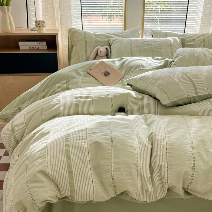 91家纺网 家纺一手货源 找家纺 宜代光年 2025新款全棉纯棉色织提花瑞拉系列四件套 瑞拉-绿