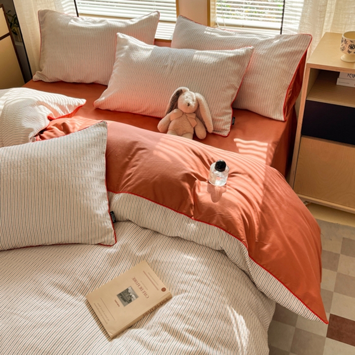 91家纺网 家纺一手货源 找家纺 （总）宜代光年 2025新款全棉纯棉色织提花滚绳款四件套-森韵