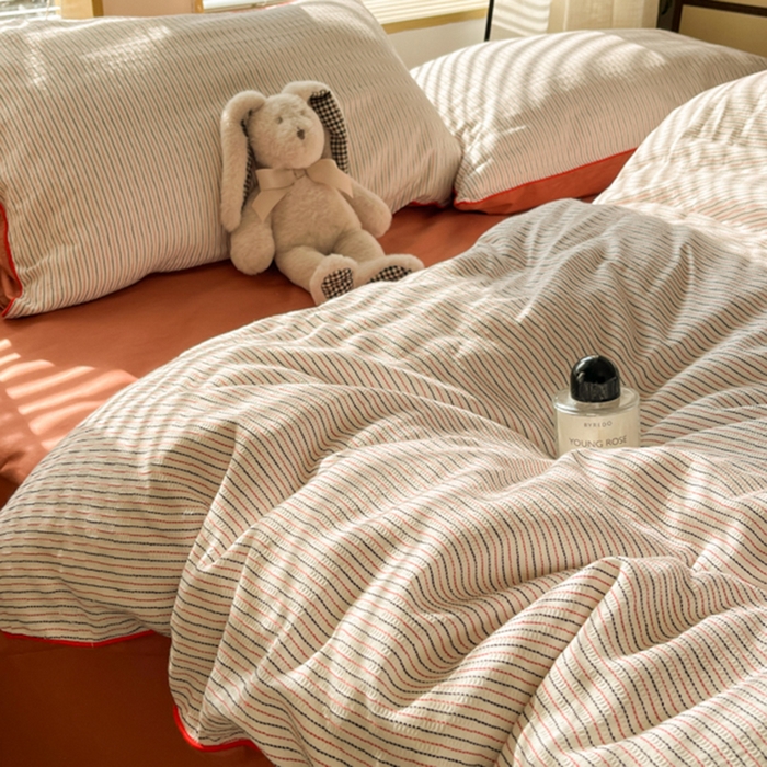 91家纺网 家纺一手货源 找家纺 （总）宜代光年 2025新款全棉纯棉色织提花滚绳款四件套-森韵