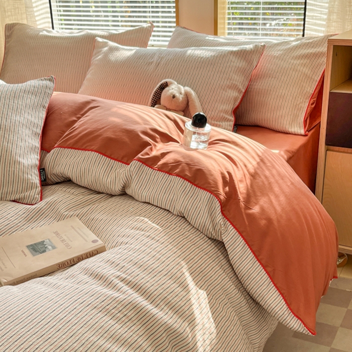 91家纺网 家纺一手货源 找家纺 （总）宜代光年 2025新款全棉纯棉色织提花滚绳款四件套-森韵