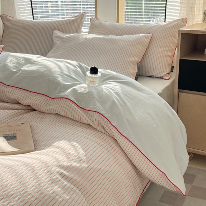 91家纺网 家纺一手货源 找家纺 宜代光年 2025新款全棉纯棉色织提花滚绳款四件套-森韵 森韵-天蓝