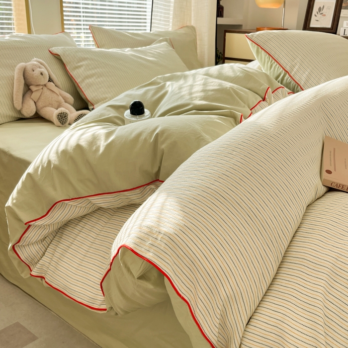 宜代光年 2025新款全棉纯棉色织提花滚绳款四件套-森韵 森韵-浅绿