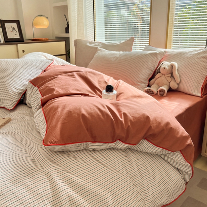 91家纺网 家纺一手货源 找家纺 （总）宜代光年 2025新款全棉纯棉色织提花滚绳款四件套-森韵