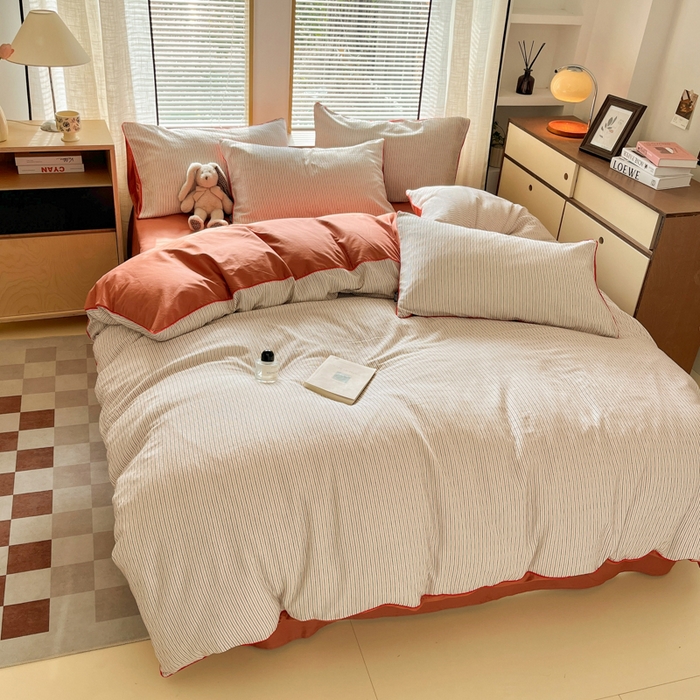 91家纺网 家纺一手货源 找家纺 （总）宜代光年 2025新款全棉纯棉色织提花滚绳款四件套-森韵