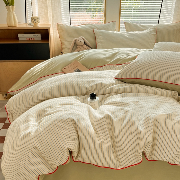 91家纺网 家纺一手货源 找家纺 宜代光年 2025新款全棉纯棉色织提花滚绳款四件套-森韵 森韵-浅绿