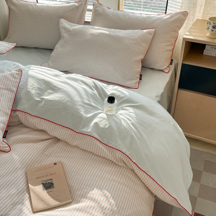 91家纺网 家纺一手货源 找家纺 宜代光年 2025新款全棉纯棉色织提花滚绳款四件套-森韵 森韵-天蓝