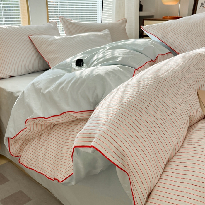 宜代光年 2025新款全棉纯棉色织提花滚绳款四件套-森韵 森韵-天蓝